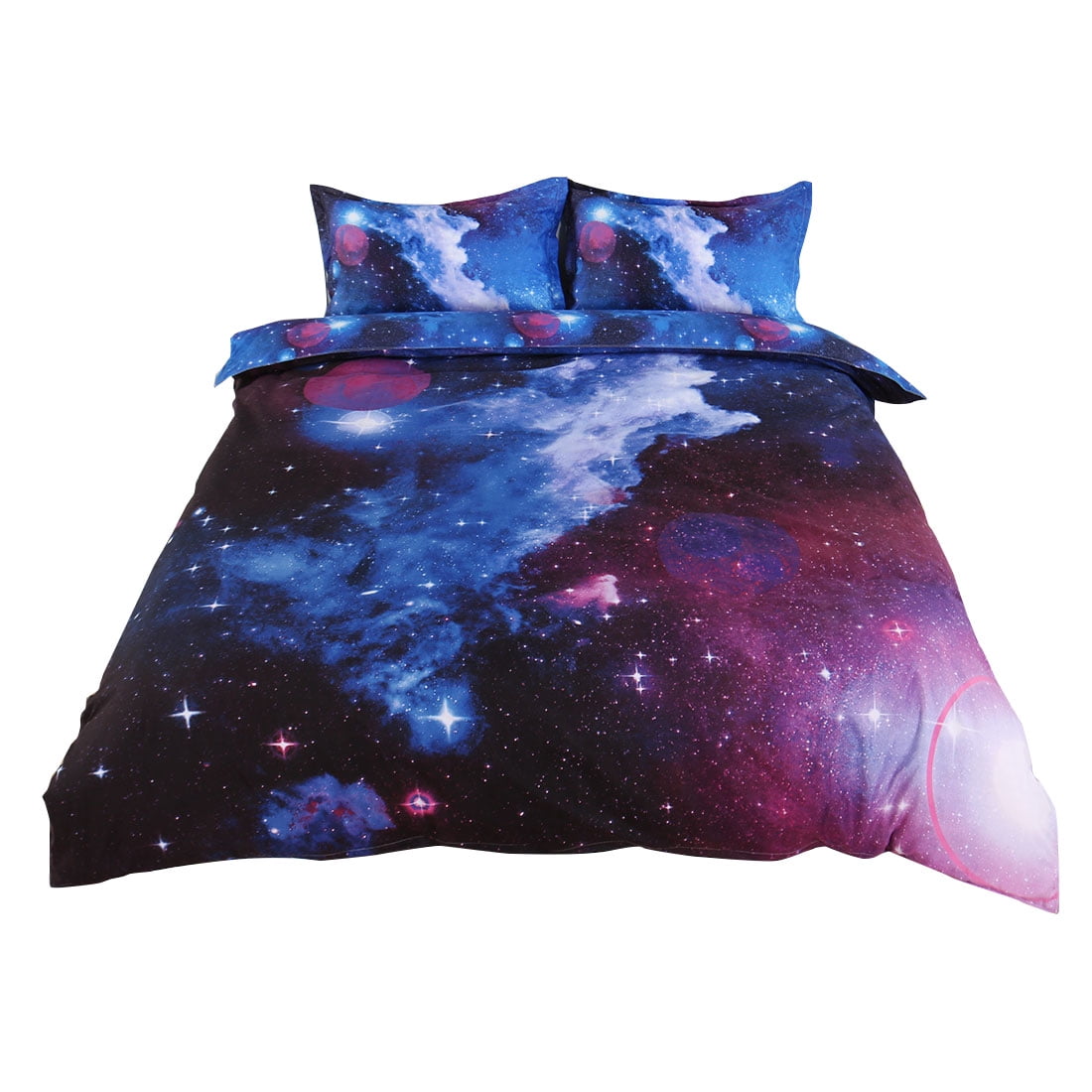 Boys Girls Bedding Set Blue Planet Orbit for Kids Duvet Cover Set 3D Galaxy Starry Sky Universe Moon Unicorn Duvet Quilt and Pillow Case Single Size 135x200cm 53 x 79inch 