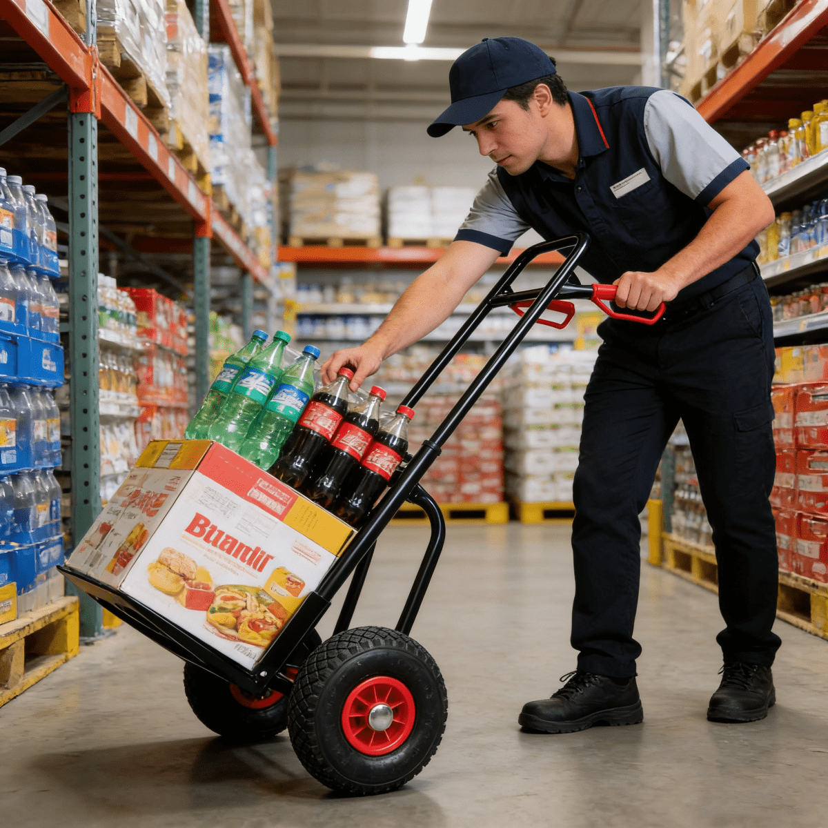 Heavy Duty Hand Truck with Double Handles – 330 lb Steel Trolley, 10" Rubber Wheels for Moving