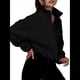 thumbnail image 2 of Chaquetas de Forro para Mujer, Sudaderas Extragrandes con Cremallera, Ropa de Invierno, Conjuntos de Larga y Corte Corto para Otoño. Negro XL, 2 of 9