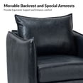 thumbnail image 6 of Vegan Leather Upholstered Accent Chair Lounge Armchair Sofa Moveable Cushion Metal Legs Reception Bedroom Navy, 6 of 7