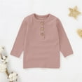 thumbnail image 2 of Gelikeya Toddler Boys Long Sleeve Shirts Kids Baggy Crewneck Tops Cozy Stretchable Solid Shirt Casual Button Tshirt 2026 Spring Fall Pink 4-5 years, 2 of 4