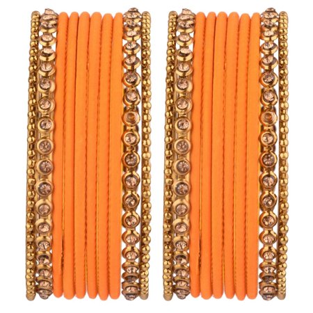 Efulgenz Indian Bangles for Women Metal Bangles One Dozen Plain Matte Finish Alloy Bangles with Crystal Oxidized Bangles Ball Beaded Bangles Bracelet Bollywood Fashion Statement Jewelry (20 Pcs)