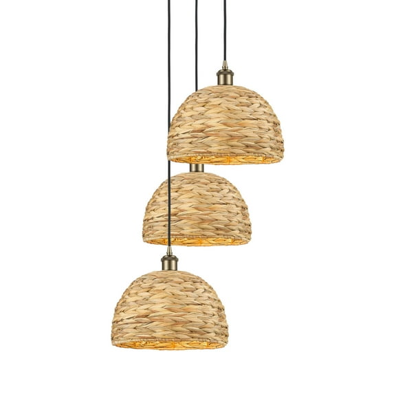 Innovations Lighting 113B-3P-30-19 Woven Rattan Pendant Woven Rattan 3 Light 19" Wide