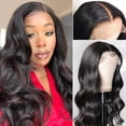 thumbnail image 2 of Body Wave Lace Front Wigs Human Hair 4x4 HD Transparent Lace Closure Wigs Brazilian Human Hair Wigs for Black Women Pre Plucked Glueless Wet and Wavy Wig 150 Density Natural 22 inch, 2 of 7