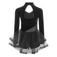 thumbnail image 2 of TiaoBug Kids Girls' Velvet Patchwork Competition Wear Figure Ice Skating Dress Dance Skirted Leotard Black 14, 2 of 7