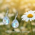 thumbnail image 4 of Daisy Flower Moonstone Earrings 925 Sterling Silver Teardrop Dangle Hypoallergenic Leverback Earring, 4 of 5