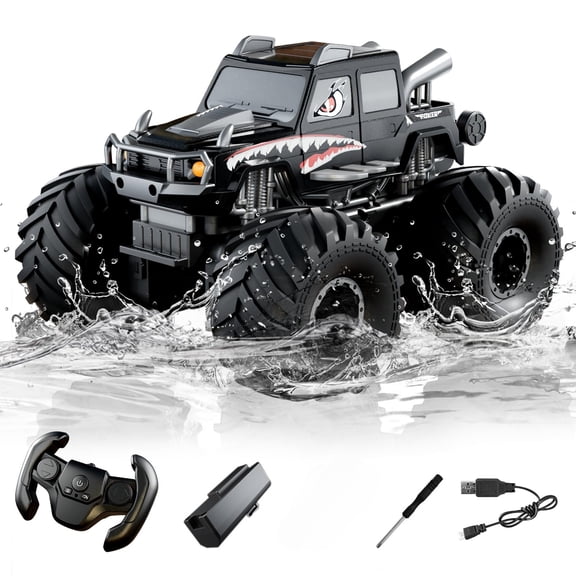 Monster Truck Toys, Waterproof 360°Rotate 4x4 RC Truck, Amphibious Remote Control Monster Trucks, 2.4GHz All Terrain Off-Road Pickup Toy RC Car