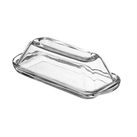 - Fisher Modern Glass Butter Dish (Oval) Smooth Crystal Cover, Elegant Home and Kitchen Décor Design | Countertop, Refrigerator, Dining Table Use | Dishwasher Safe