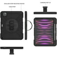 thumbnail image 2 of 3-Layer Kids Case for iPad Pro 11 2022/2021/2020/2018/Air4/Air5, Durable Sturdy Protection Silicone PC Case with Swivel Stand, Hand Strap Shoulder Strap Pencil Holder Charging Port Lid - Black, 2 of 13