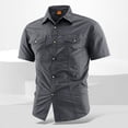 thumbnail image 2 of Short Sleeve Button Down Fishing Shirt for Men Regular Fit Nylon Work Shirt with Flap Pocket Work Utility Top for Men Size M-5XL Dark Gray, 2 of 5