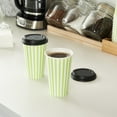 thumbnail image 4 of Restpresso 16 oz Green and White Stripe Paper Single Wall Coffee Cup - with Black Lid - 3 1/2"x 3 1/2"x 5 1/2" - 20 count box, 4 of 11