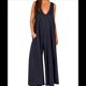thumbnail image 3 of Mono Informal de Verano para Mujer, Holgado, Sin Mangas, con Cuello en V, Pierna , , Holgado, con Bolsillos. Negro XL, 3 of 6