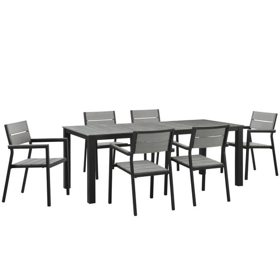 Ergode Maine 7 Piece Outdoor Patio Dining Set - Brown Gray