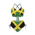 thumbnail image 4 of Xoenoiee Retro Jamaica Flag Print Women's High Waisted Bikini Sets Two Piece Tummy Control Swimsuits High Cut Summer Beach Vacation Bathing Suits, M, 4 of 7