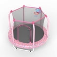thumbnail image 5 of 55" Toddler Trampoline with Enclosure Net, SHINPT Child's Mini Trampoline with Basketball Hoop, Round Recreational Tranpolines for Birthday Gifts, Kids Trampoline for Aged 3-6, Indoor & Outdoor, 5 of 6