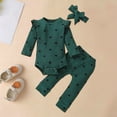 thumbnail image 1 of Conjuntos de blusas y camisas de cuello redondo y manga larga para bebés y niñas pequeñas, con estampado de corazones, volantes, pantalones, diadema, ropa, traje para niña, 1 of 7