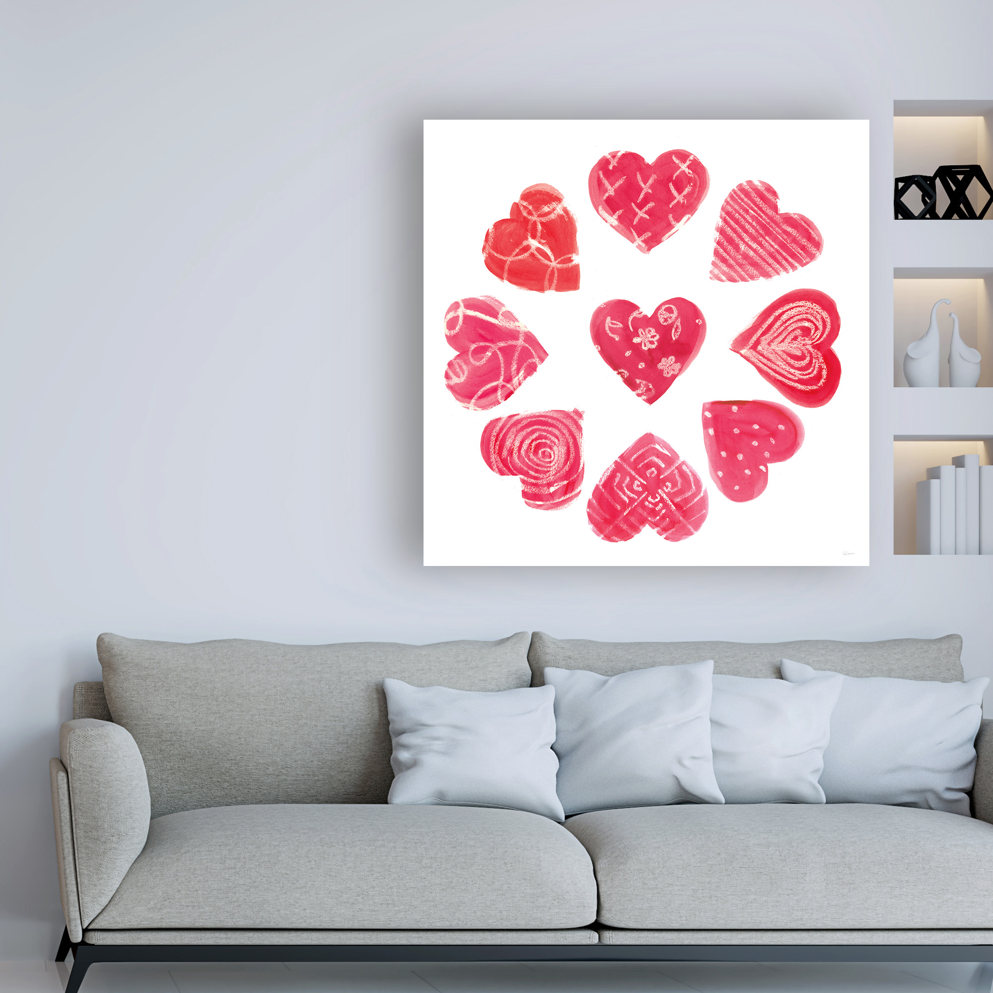 Trademark Fine Art 'Hearts and More Hearts II' Canvas Art by Sue Schlabach