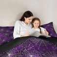 thumbnail image 4 of Manfei Watercolor Cobweb Star Twin Comforter Sets 2pcs, Glitter Halloween Spider Web Pattern Bedding Set, Purple White,Black Reversible,1 Comforter and 1 Pillowcase, 4 of 6