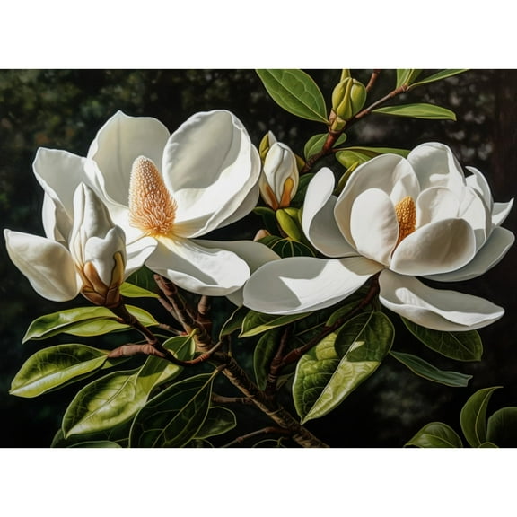 Flower White Magnolia 5D Diamond Art Painting by Number Kits for Adults DIY Paint with Round Full Drill Diamond Gems Painting Art Craft for Home Wall Decor 11.8x15.8in