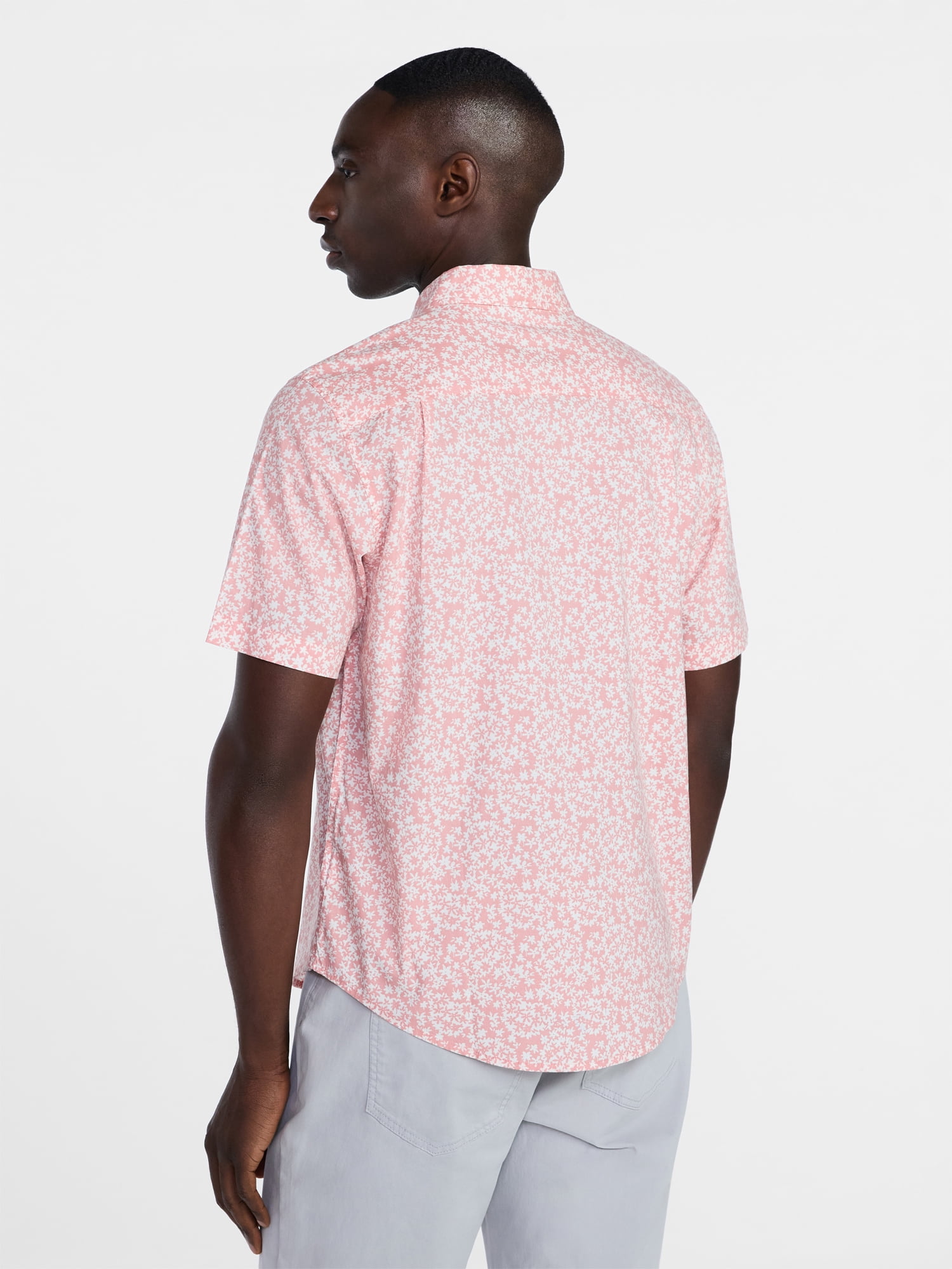 George Men's & Big Men's Modern Fit Poplin Button Up Shirt with Short Sleeves, Sizes XS-5XL