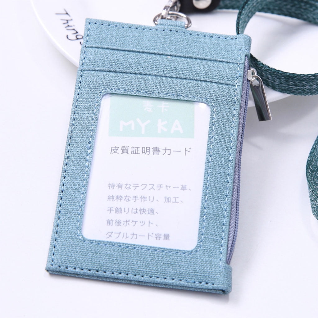 HGYCPP Faux Leather Candy Color ID Badge Holder with Lanyard Hanging