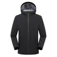 thumbnail image 2 of Sentmoon Men Coats Winter Solid Color Long Sleeve Hooded Neck Ski Jacket Plus Size Keep Warm Zipper Windbreaker Waterproof Clothes Fall Trendy for Climbing and Hiking Black M, 2 of 8