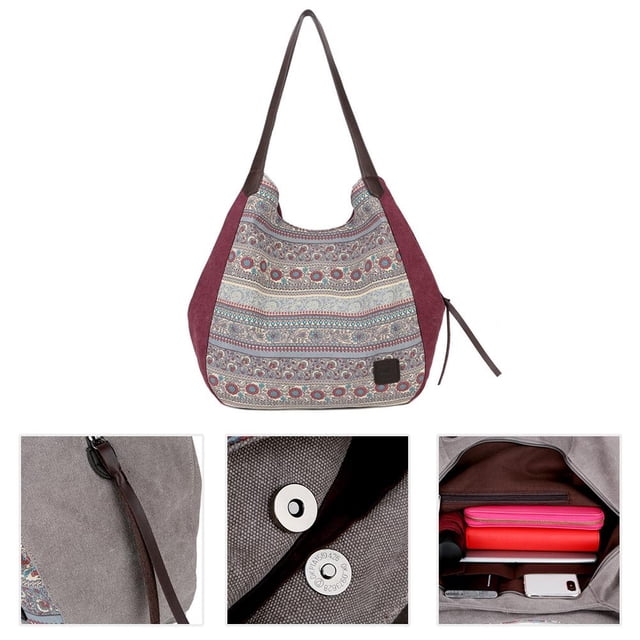 Bolso De Lona Sencillo De Un Solo Hombro Para Mujer, Bolso De Hombro Duradero Con Varios Compartimentos Para Viajes Escolares Inevent AP006178-02