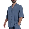 thumbnail image 2 of Nmnitkp Mens Shirts Breathable and Comfortable Mens T-shirts Soft and Eco-Friendly Men's Cotton Linen Henley Shirt Casual Beach Hippie Shirts 1/2 Sleeve, 2 of 5