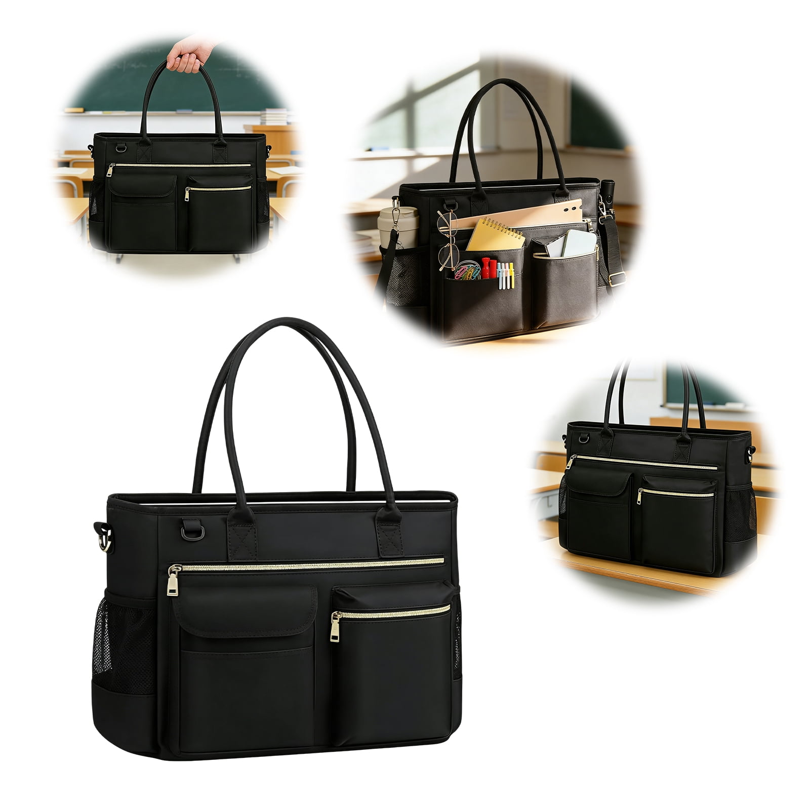 HUISZJ Large Capacity Tote Bag, Laptop Bag with Zipper, Briefcase for Office Work Travel,