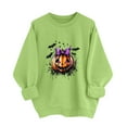 thumbnail image 3 of SuTry Women's Halloween Tops Bowknot Pumpkin Printed Long Sleeved Crew Neck Hoodless Sweatshirt Fashionable Modern Look Blouses(Green,S), 3 of 5