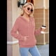 thumbnail image 4 of Sudadera de Lana Extragrande con Capucha y Colores Contrastantes para Mujer, de Punto, con Cuello en V, Informal, con Bolsillos Rosa XL, 4 of 9