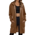 thumbnail image 2 of Long Hoodies for Women 2025 Full Zipper Plain Hoodie Dress with Pockets Cardigan Hooded Sweatshirt Women Jacket Coat, 2 of 5