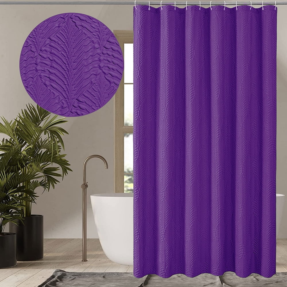 Purple Shower Curtain for Bathroom, 3D Embossed Textured Fabric Shower