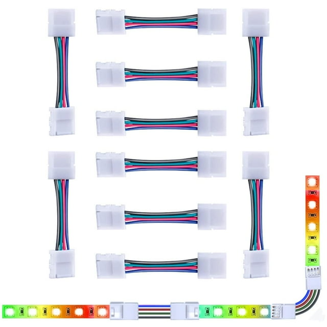 Tira de Luces LED RGB Kuluner Multicolor Adaptador de Extensión sin Soldadura 10 Paquetes 4 Pines