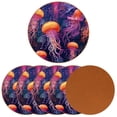 thumbnail image 2 of Jellyfish 6PCS Round Microfiber Leather Coasters Set, 11x11 cm/4.3x4.3 in, Drink Mats for Table and Absorption, Stylish Beverage Coasters for Home and Office Décor, 2 of 6