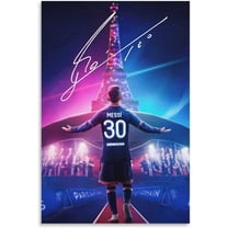 Soccer Sports Messi 30 Signed Poster Canvas Wall Art decorative paintings Kid Bedroom Decoration Aesthetics Living Room Unframed 08x12inch(20x30cm)