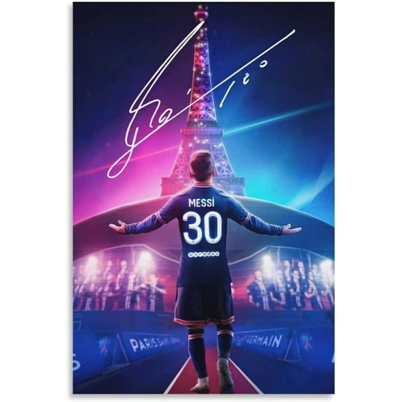 Soccer Sports Messi 30 Signed Poster Canvas Wall Art decorative paintings Kid Bedroom Decoration Aesthetics Living Room Unframed 08x12inch(20x30cm)