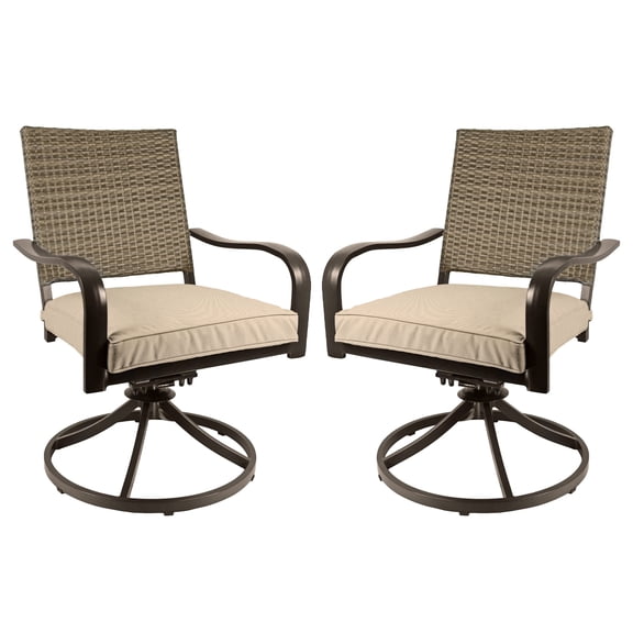 Garden Elements Bellevue Aluminum Woven Back Swivel Rocker, Taupe (Pack of 2)