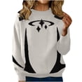 thumbnail image 3 of Sentmoon Chandails d'Automne pour Femmes Vêtements d'Automne pour Femmes Chandail Décontracté Ample à Col Rond Manches Longues pour Voyage et Commodité Compacte Blanc G, 3 of 7