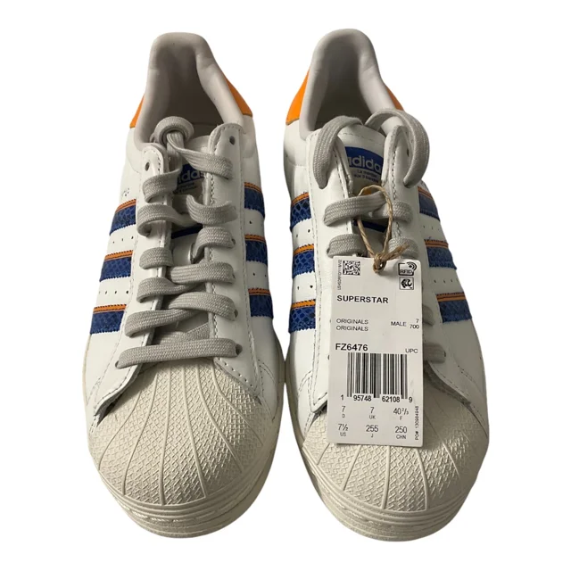 Ad-id-as SUPERSTAR SNEAKERS WHITE/BLUE/GOLD- FZ6476 M7.5 - NWT