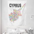 thumbnail image 1 of Cyprus Tapestry, Cypriot Land Image Formed of Colorful Cogwheel Items on Plain Background, Wall Hanging for Bedroom Living Room Dorm Decor, 60W X 80L Inches, White and Multicolor, by Ambesonne, 1 of 2