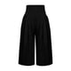 thumbnail image 3 of Pantalones Capri de algodón para mujer, talla grande, holgados, de pierna ancha, cintura alta, rectos, informales, color negro, 3 of 4