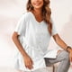 thumbnail image 4 of Gibobby Camisetas Mujer Baratas Manga Corta Nuevos productos verano para mujer, camiseta manga corta, camiseta Irregular y con cuello redondo para mujer, camis(Blanco,XL), 4 of 5