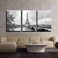 thumbnail image 2 of wall26 - 3 Piece Canvas Wall Art - Paris Eiffel Tower from Seine. Cityscape in Black and White - Modern Home Art Stretched and Framed Ready to Hang - 24"x36"x3 Panels, 2 of 3