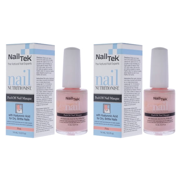 Mascarilla despegable para uñas Nail Nutritionist - Rosa de Nail Tek para mujeres - Mascarilla para uñas de 0,5 oz - Paquete de 2