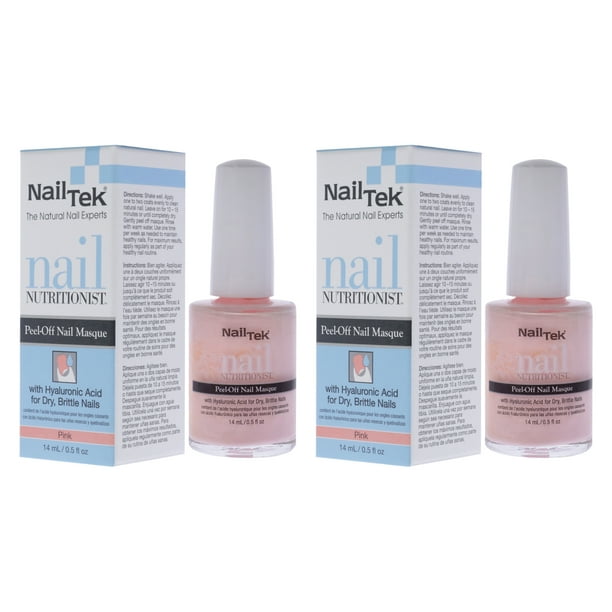 Mascarilla despegable para uñas Nail Nutritionist - Rosa de Nail Tek para mujeres - Mascarilla para uñas de 0,5 oz - Paquete de 2