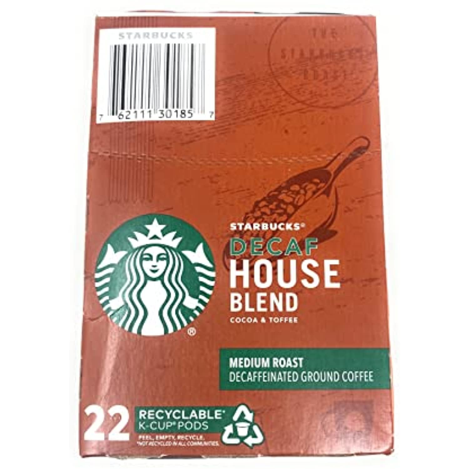 Starbucks Decaf House Blend, Medium Roast K-Cup Coffee Pods, 100% Arabica, 22 Ct