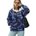 thumbnail image 5 of COEQINE Women's Long Sleeve Hoodie Fashion Oversized Sweatshirts Dragonfly Dark Blue Pattern Full Zipper Y2K Jacket Soft Casual Wear Fall Tops with Pockets, S, 5 of 7