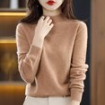 thumbnail image 2 of Suéter de cachemira de otoño e invierno para mujer, suéter corto de cuello alto con base gruesa, suéter suelto de lana, 2 of 6
