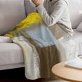 thumbnail image 3 of Yellow Brown Blanket Soft Cozy Warm Throw Blanket for Couch, Plush Fuzzy Flannel Fleece Blankets for Sofa, Abstract Blue White Vintage Oil Painting Bed Blankets Lightweight Gifts for Women, 40"x50", 3 of 9